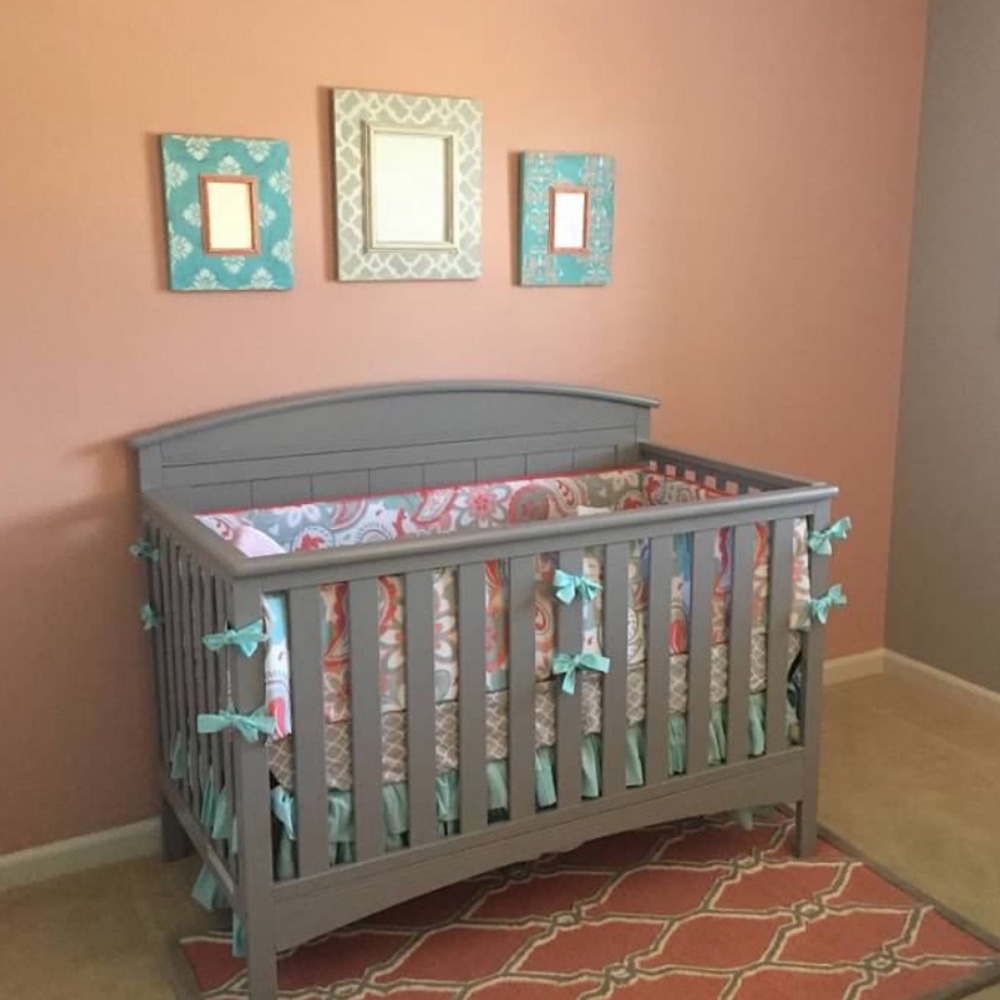 Custom crib bedding set.